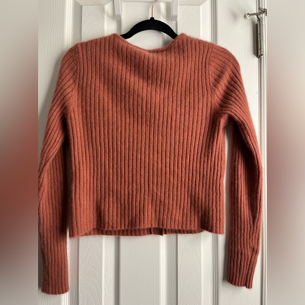 The Cashmere Project Ribbed Button Cashmere Dusty Copper Cardigan Medium - Picture 3 of 6